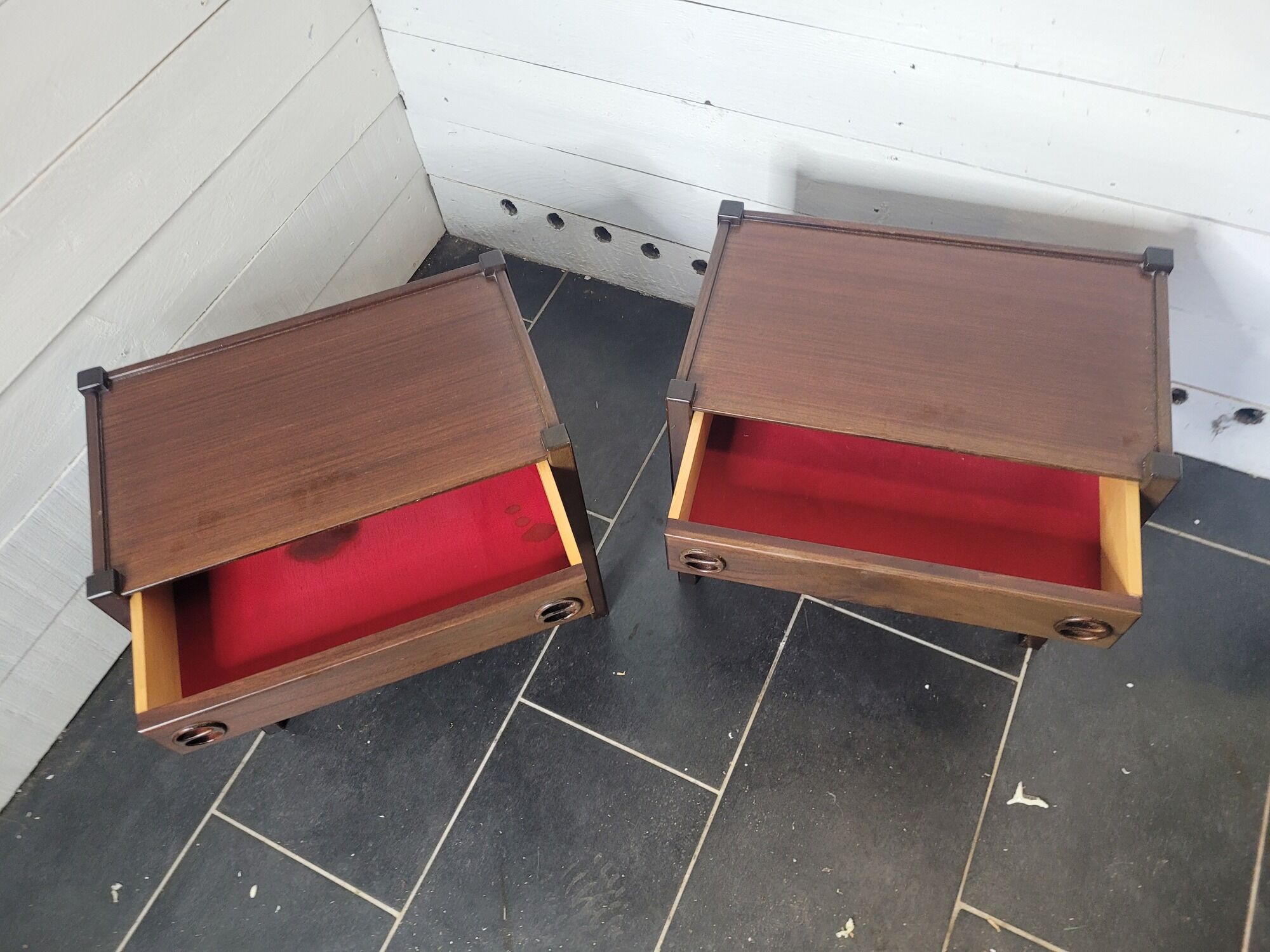 Pair of Scandinavian mahogany bedside tables from the 60s