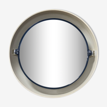 Miroir vintage rond lumineux et pivotant spage age par Allibert, circa 1970