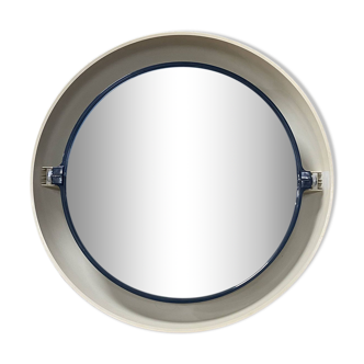 Vintage round luminous and pivoting spage age mirror by Allibert, circa 1970