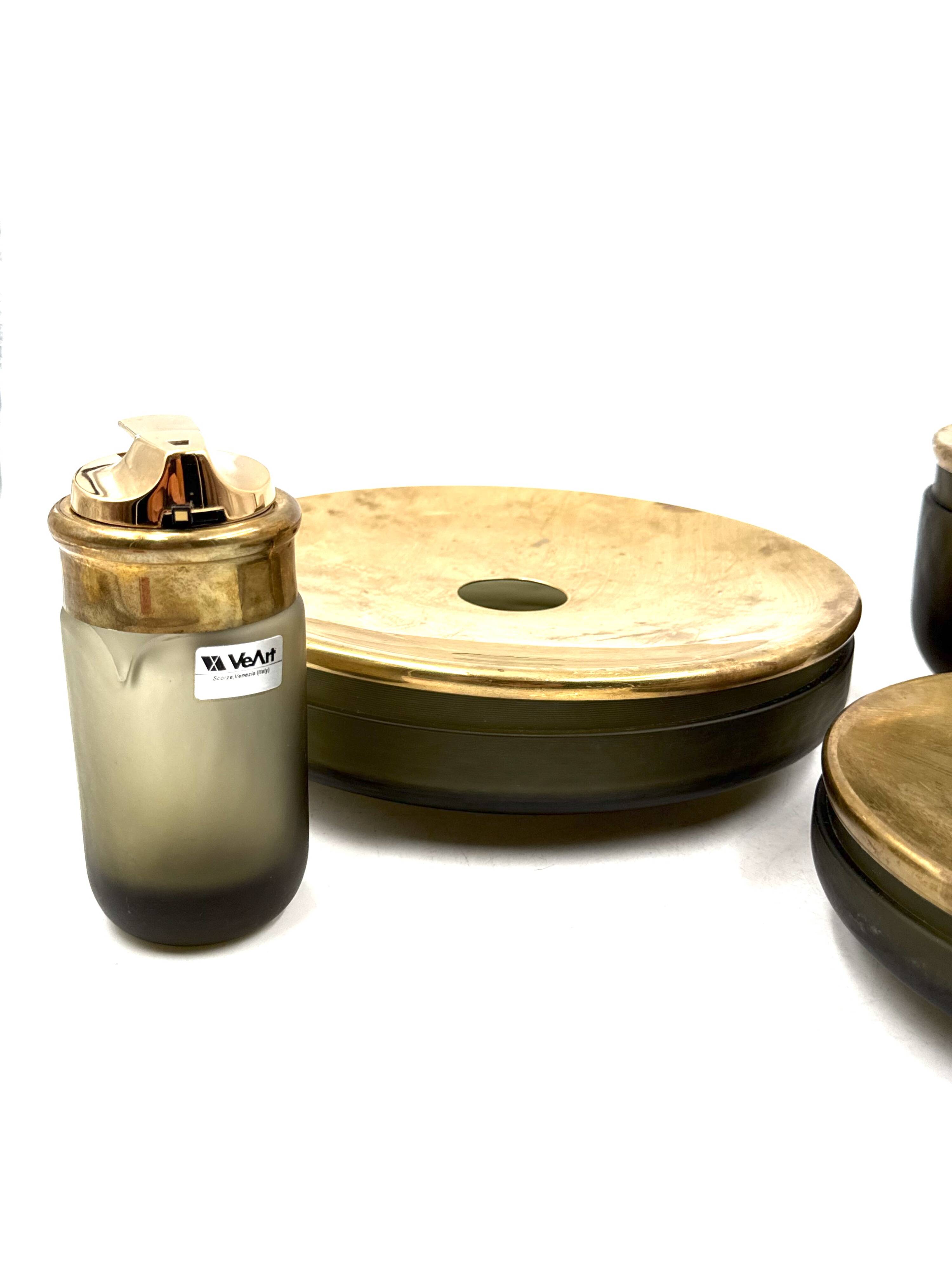 Yellow Murano glass smoking set, VeArt, Italy 1970