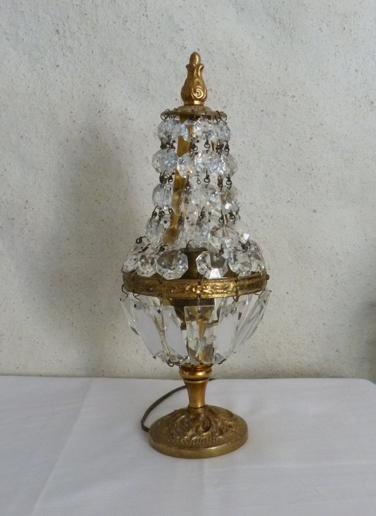 Crystal and brass lamp