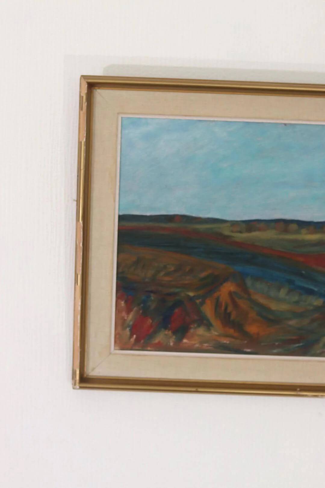 Original mid-century Swedish oil on panel – “Bold Landscape”