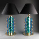 Pair of blue Murano glass lamps, twentieth century