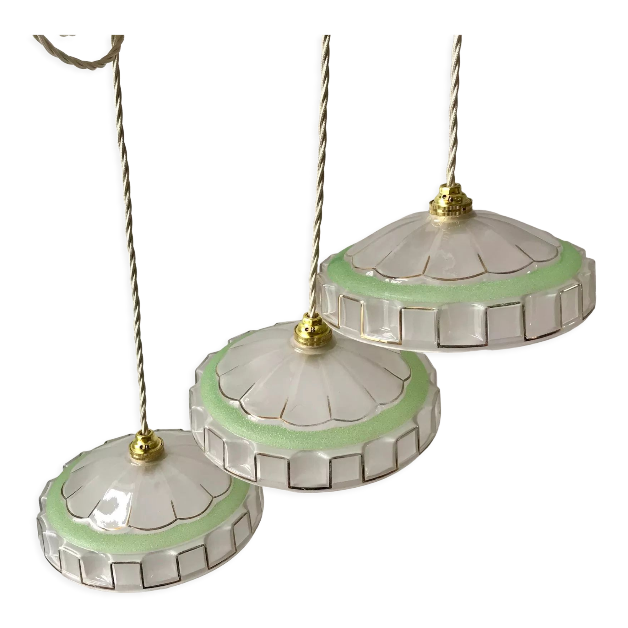 3 green granite glass suspensions 50-60s