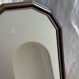 Petit miroir arrondi, cadre en bois, encadrement doré H49,5