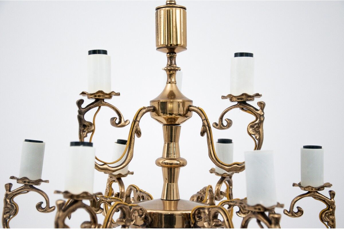 Brass chandelier, Poland, 1950s