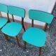Chaises en skaï pied compas vintage bleu vert