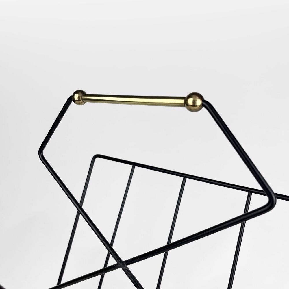 Magazine holders design black metal and brass 50s