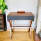 Desk, writing desk in solid rosewood and studded leather, 20th century.