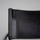 Pair of Matteo Grassi MG5 chairs in black leather and chrome