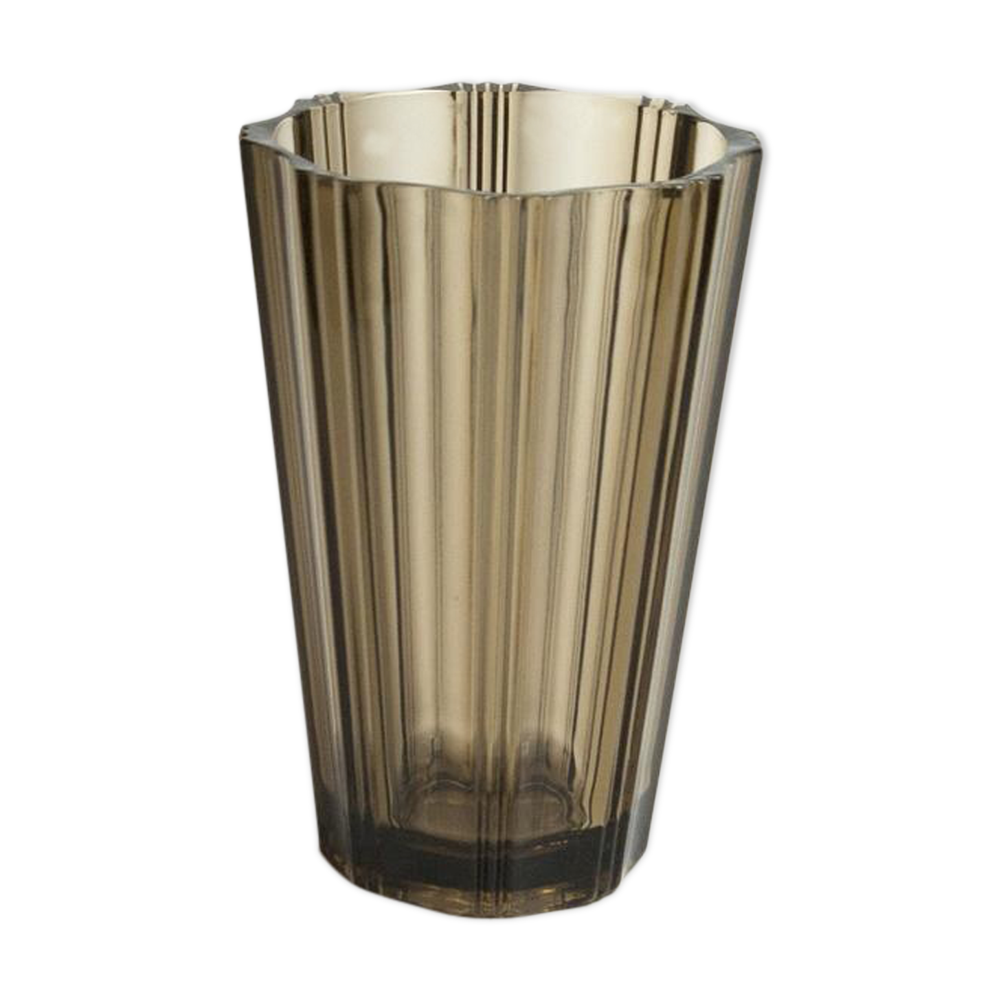 Ribbed smoked glass vase