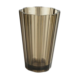 Ribbed smoked glass vase