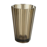 Ribbed smoked glass vase