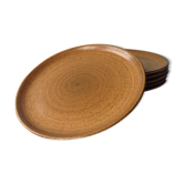 Ensemble de 6 assiettes plates en grès, faïencerie  longchamp