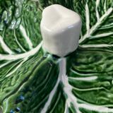 Cabbage leaf serving dish in majolica