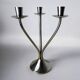 Art deco candlestick in stainless steel 3 flames, Spain, circa 1970