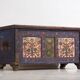 Antique blue trunk with hand-painted floral details (c.1870) #2