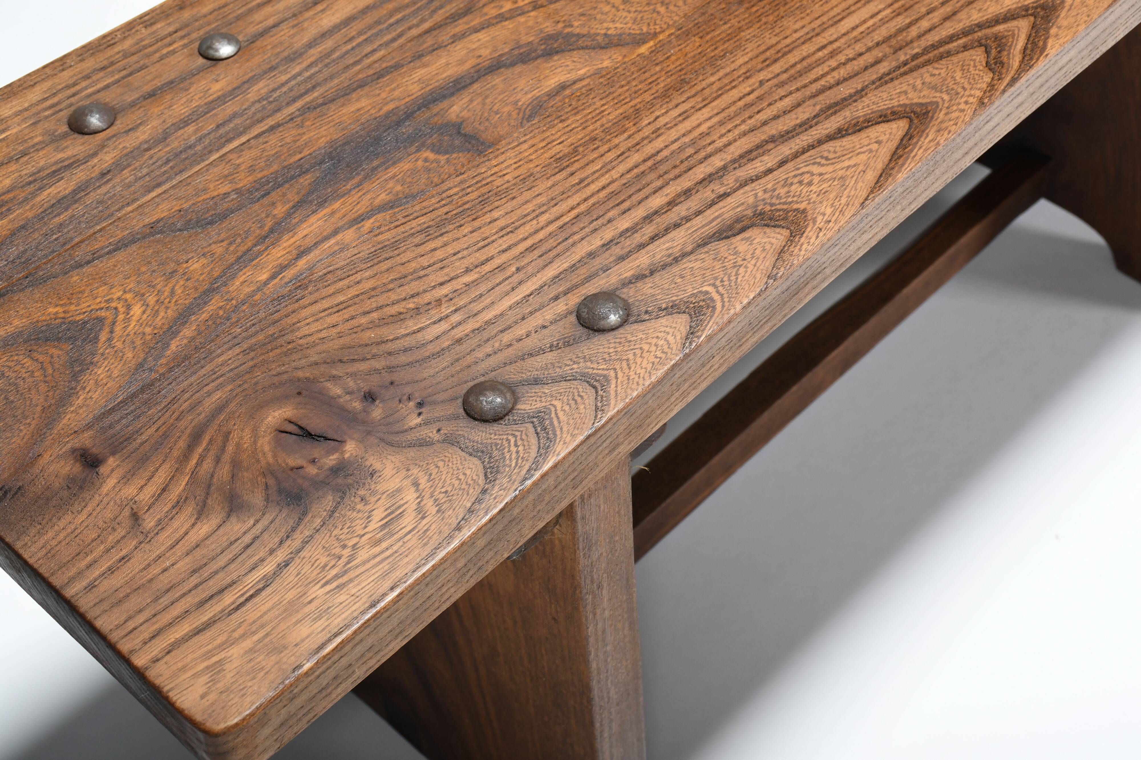 Set of French Artisan Benches in Solid Elm Wood, 1960s