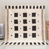 Rare handcrafted rug in natural wool, 200cm x 300cm