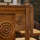 Set of 6 brutalist oak chairs from the 1950s.
