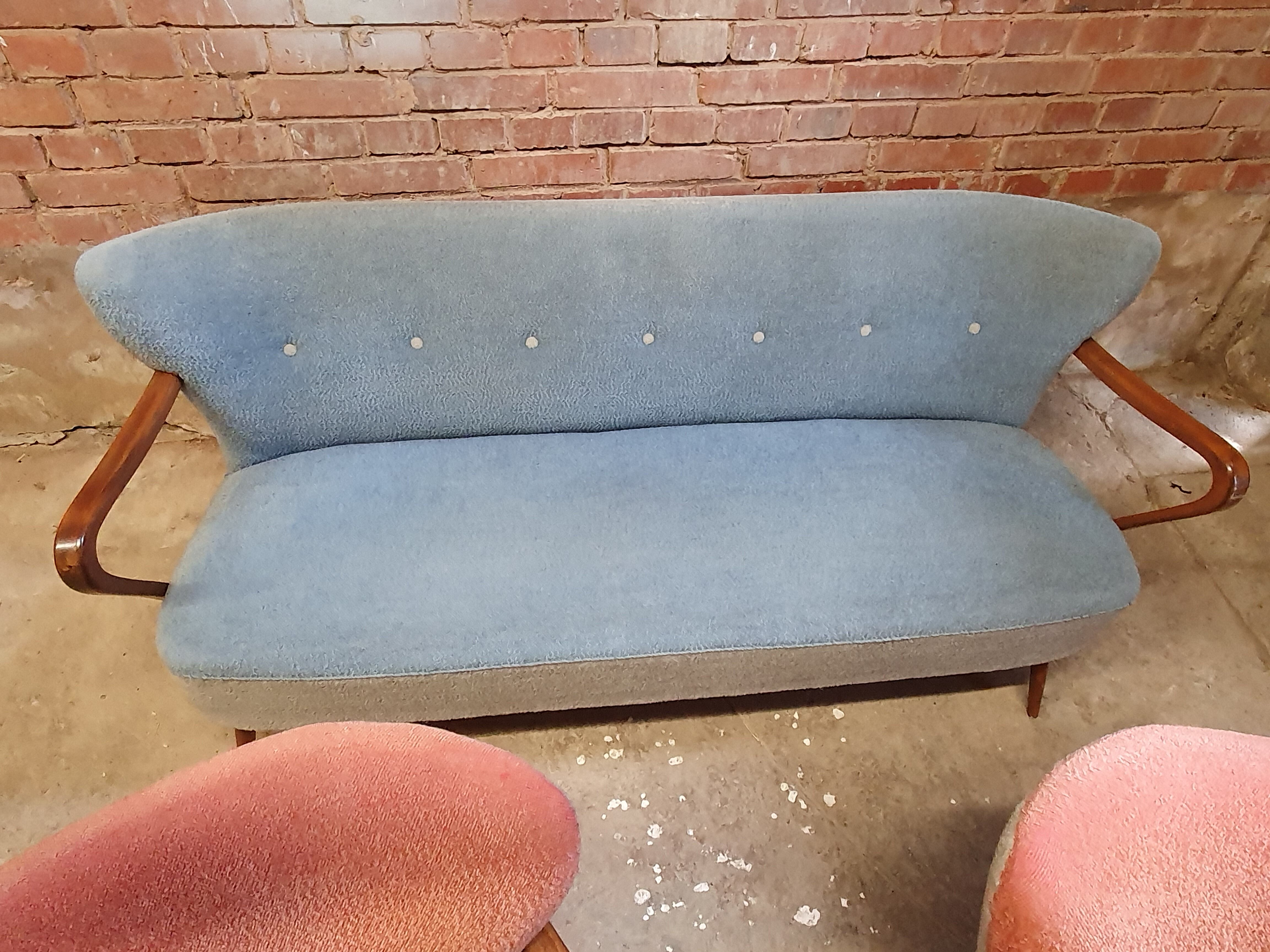 Cocktail set pair of armchair and its sofa 1960