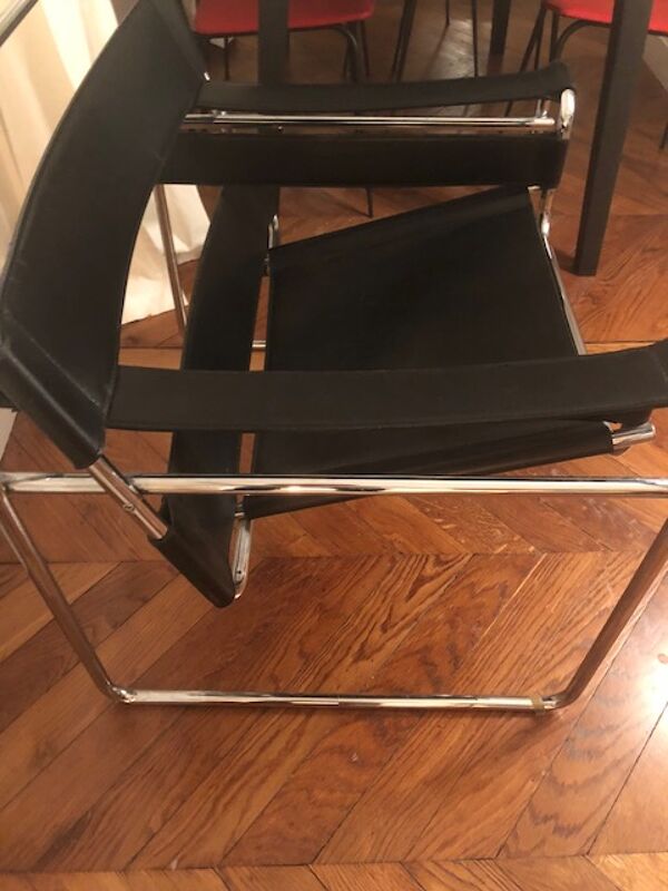 fauteuil En cuir noir Et Métal