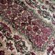 Old floral cotton velvet rug or throw with fringes, 180 x 130 cm