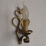 French Vintage Brass Hand Made Single Wall Light Scrolled Open Backplate