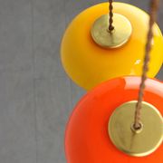 Mid-Century Glass and Brass Mushroom Pendant Lamps, Set of 3