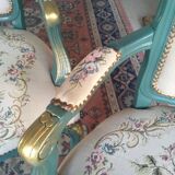 Set of 2 Louis XV style cabriolet armchairs, renovated.