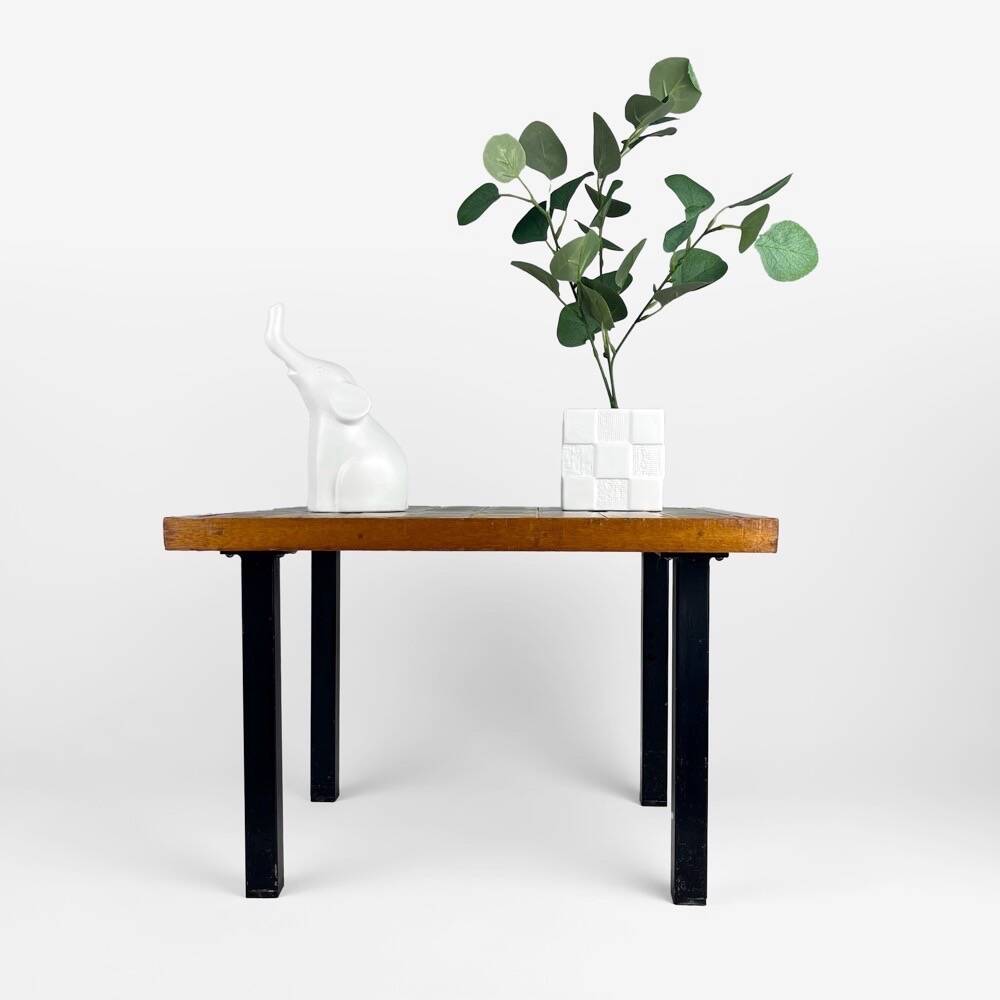 Side table in wood, ceramic and metal from the 70s