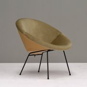 Fauteuil en velours en forme de cercle, années 1950