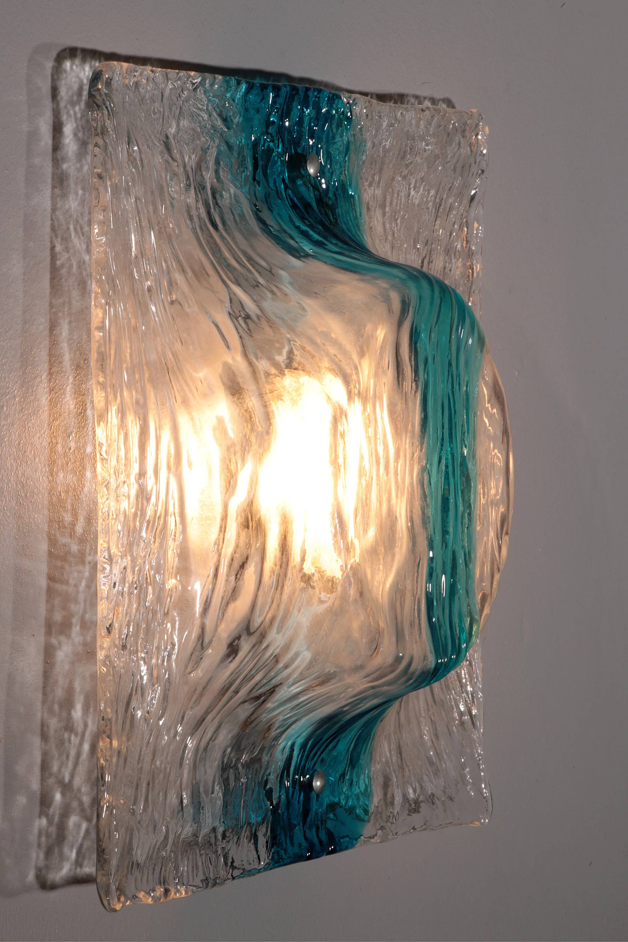 Murano flush mount sconce by Toni Zuccheri for Venini, 5 pieces