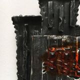 Vintage Italian brutalist wrought iron wall lamp by Albano Poli for Poliarte, set of 4.