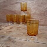 Lot of 6 Luminarc France 70'S amber white wine glasses