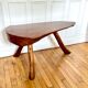 Brutalist tripod coffee table in solid wood, vintage 1960