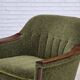 Fauteuil norvégien des années 1970, tissu de meuble vert, bois de teck,