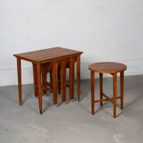 Set of Nesting Table and Folding Stools by Nathan UK