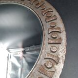 Beautiful brutalist round iron mirror in the RYCKAERT style ATELIER MAROLLES JEAN TOU
