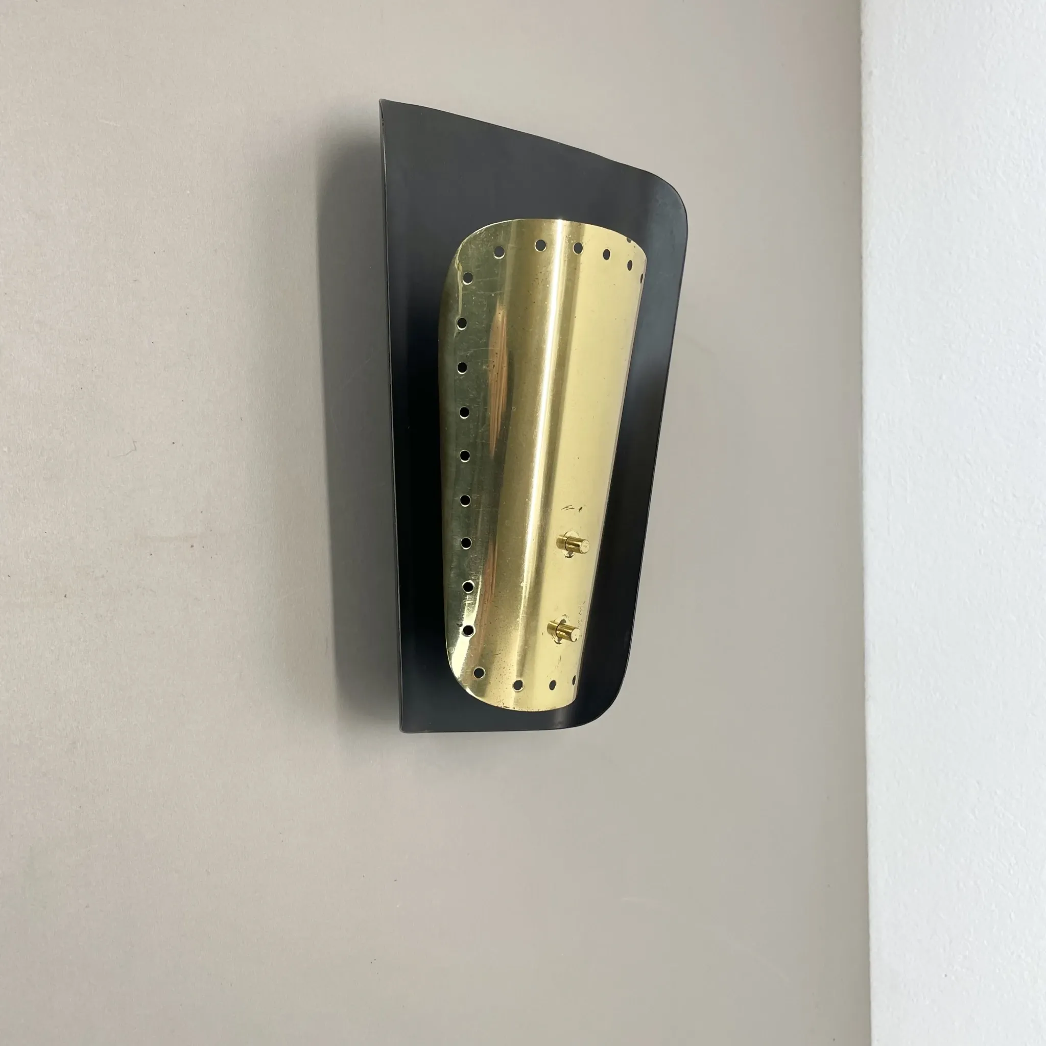 Rare Minimalist Theatre Wall Light in Brass, Italy 1950s
