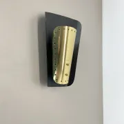 Rare Minimalist Theatre Wall Light in Brass, Italy 1950s