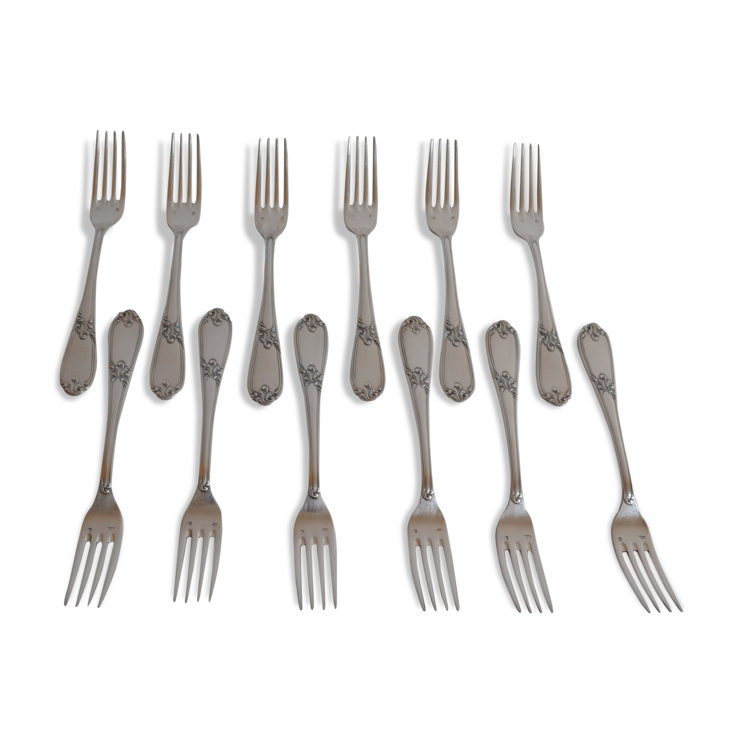 12 metal argente orfevre frionnet french table forks