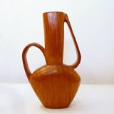 Scandinavian vintage carved teak vase, 1960