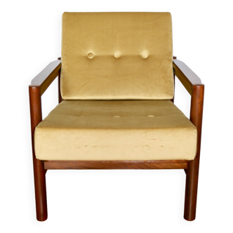 Fauteuil Vintage en Velours Olive, Années 70