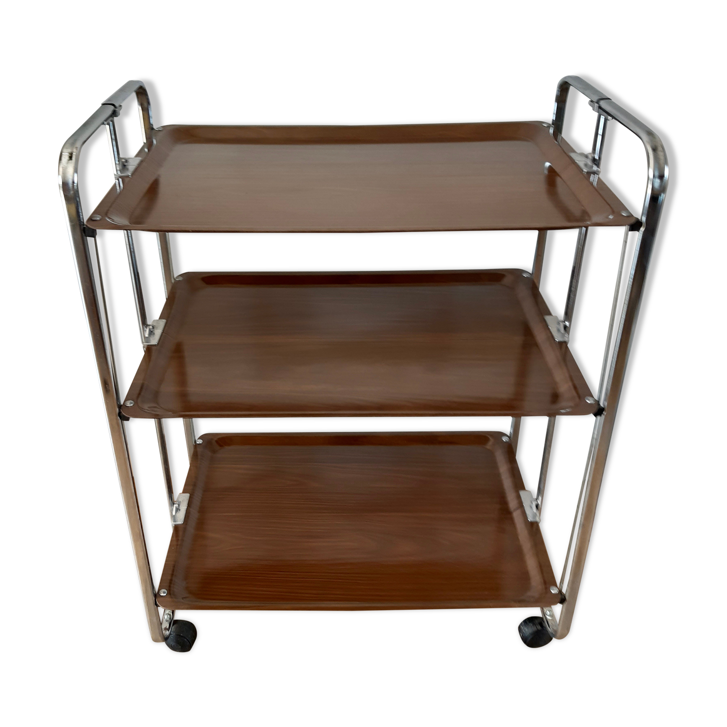 Chromium folding dessert and vintage 70s formica