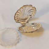 Silver-plated metal shell table butter dish with hallmarks - Art Deco