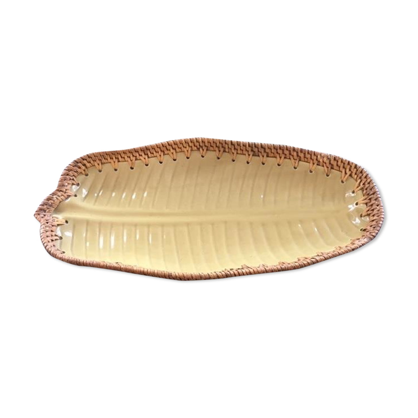 Plat feuille de bananier en barbotine