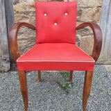 Red vintage bridge armchair, 40s