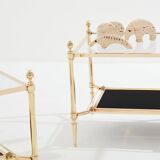 style Maison Jansen paire de tables d’appoint laiton verre opalin 1970
