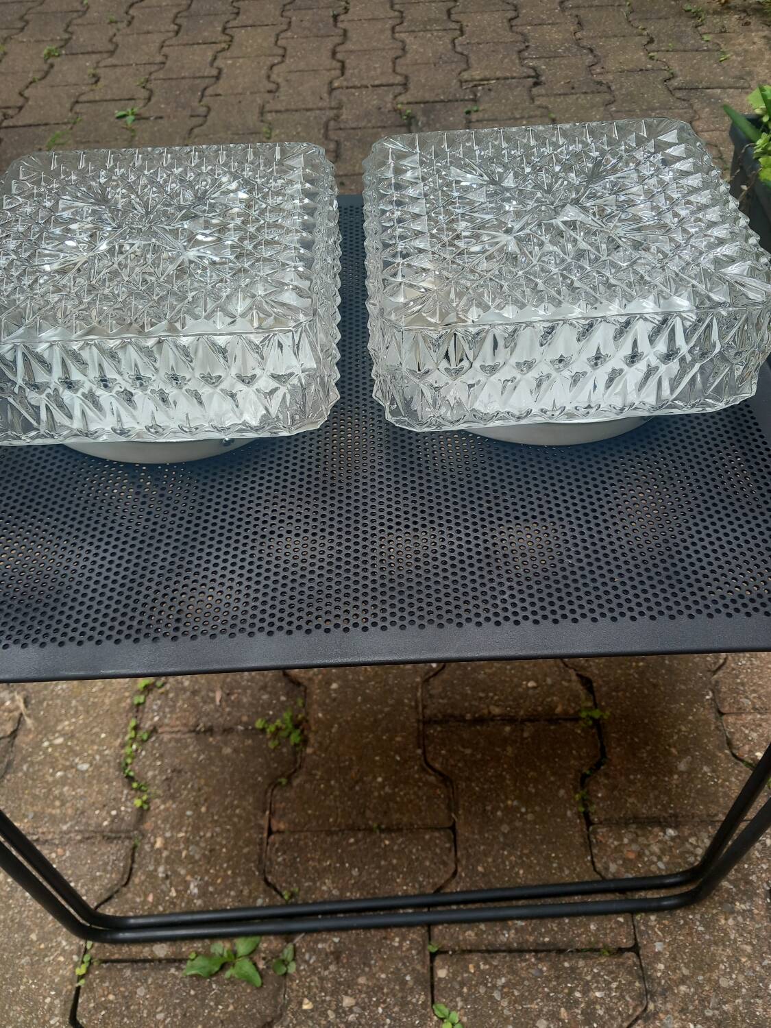 Paire de plafonnier en verre